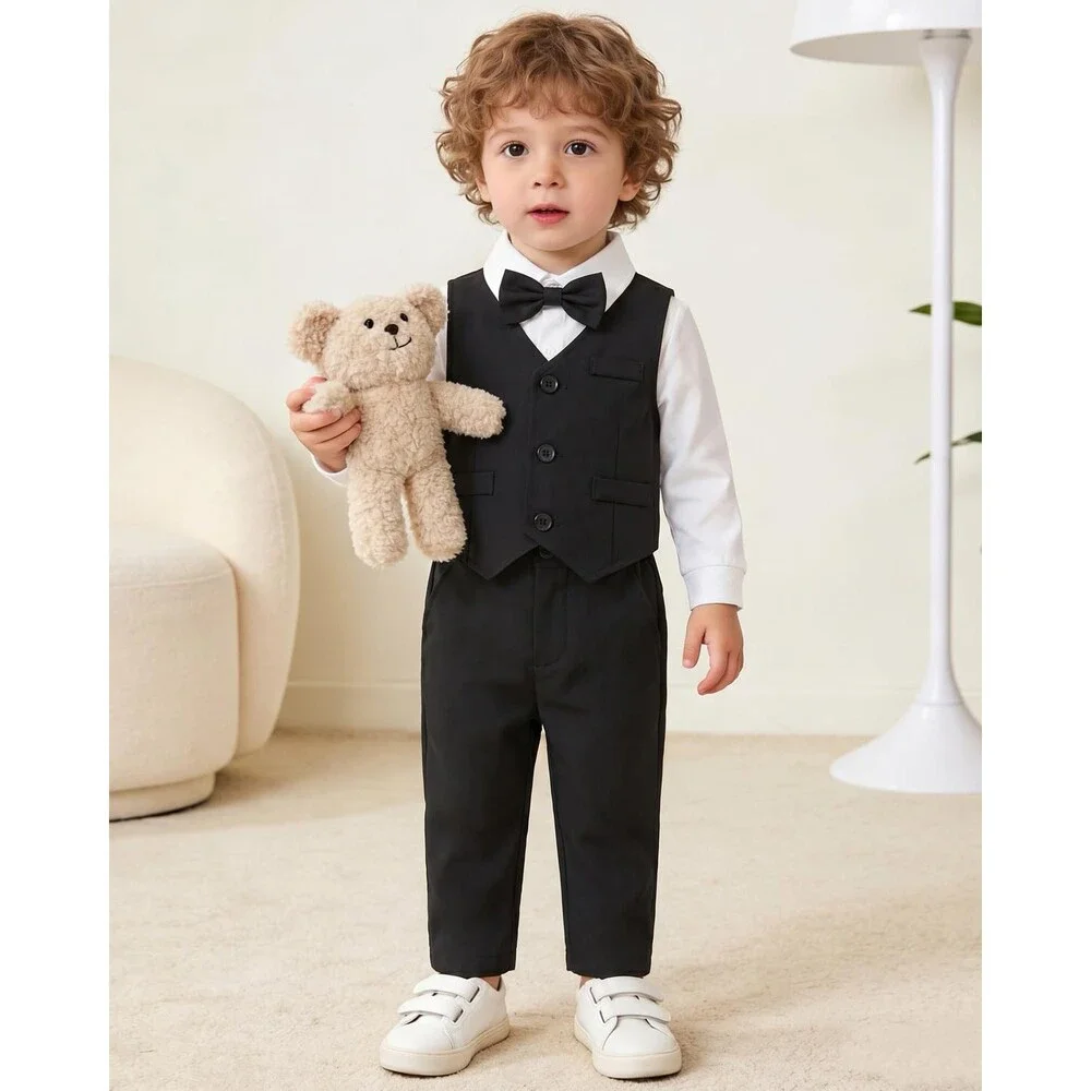 Juivesia Baby Black Boy Clothes Suits Gentleman Wedding Outfit Formal 18-24 M
